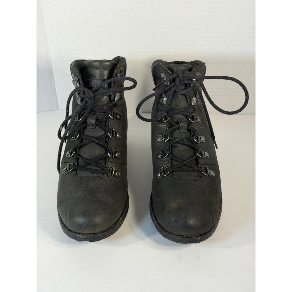Merrell Chateau Mid Pull Black Leather Waterproof Heeled Boots J45534 Womens 8.5